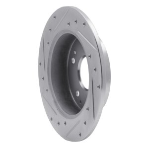 Acura Integra Brake Rotor (1) - Rear Right - R1 Concepts - Drilled & Slotted - Silver - `97-`01